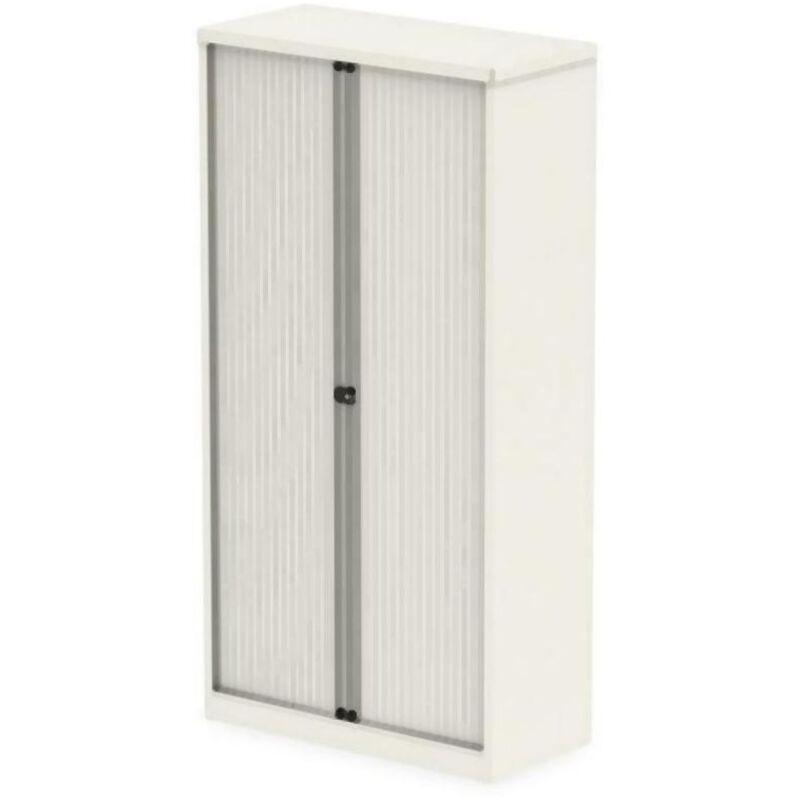 Qube by Side Tambour Cupboard 2000mm Without Shelves Chalk White BS0015 - Chalk White - Bisley