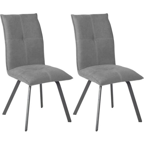 BISPO - Lot de 2 Chaises Tissu Coloris Gris