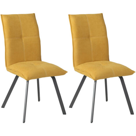 BISPO - Lot de 2 Chaises Tissu Coloris Jaune
