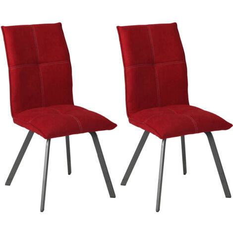BISPO - Lot de 2 Chaises Tissu Coloris Rouge