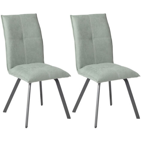 BISPO - Lot de 2 Chaises Tissu Coloris Vert d'Eau