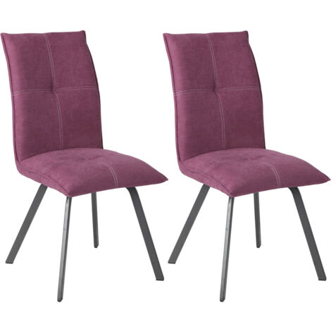 BISPO - Lot de 2 Chaises Tissu Coloris Violet