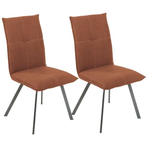 BISPO - Lot de 2 Chaises Tissu Texturé Coloris Brique Terracotta