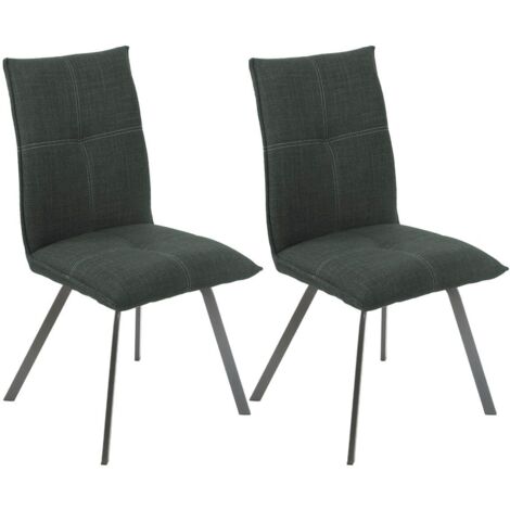 BISPO - Lot de 2 Chaises Tissu Texturé Coloris Gris Anthracite
