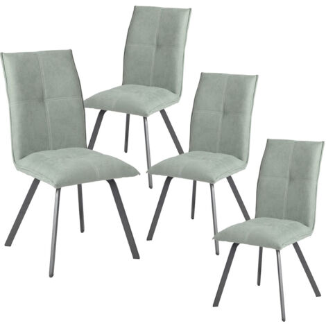 BISPO - Lot de 4 Chaises Tissu Coloris Vert d'Eau