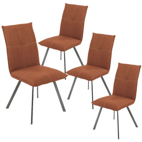 BISPO - Lot de 4 Chaises Tissu Texturé Coloris Brique Terracotta
