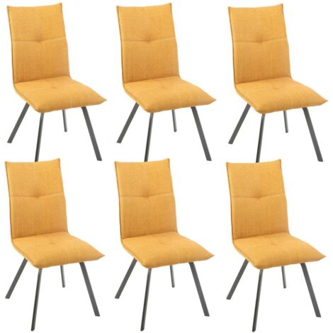BISPO - Lot de 6 Chaises Tissu Texturé Coloris Jaune moutarde
