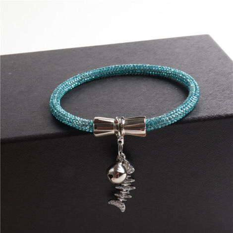 Bissfestes Haustierhalsband aus Kunststoff für mittelgroße Hunde und Katzen – funkelnder Luxusschmuck für Zuhause (blau, 35 cm)
