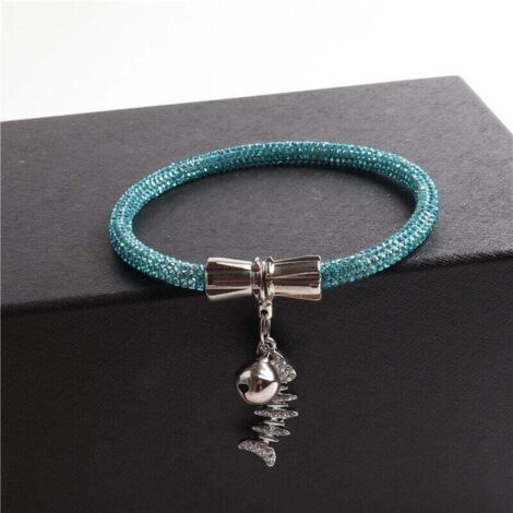 Bissfestes Haustierhalsband aus Kunststoff für mittelgroße Hunde und Katzen – funkelnder Luxusschmuck für Zuhause (blau, 35 cm)
