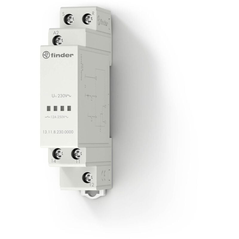 Relais bistable modulaire 1 inverseur 12A 230V ac set et reset 372877 Finder 131182300000