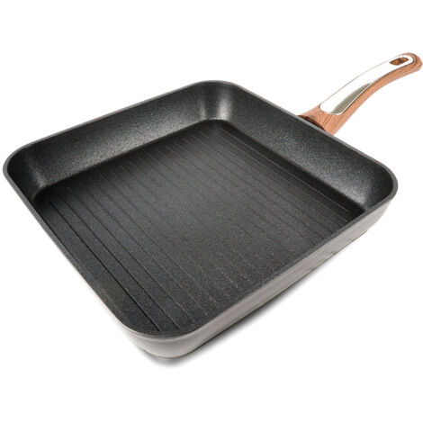 Bistecchiera 26x26 cm Antiaderente Induzione Silex Elegance Wood Nero