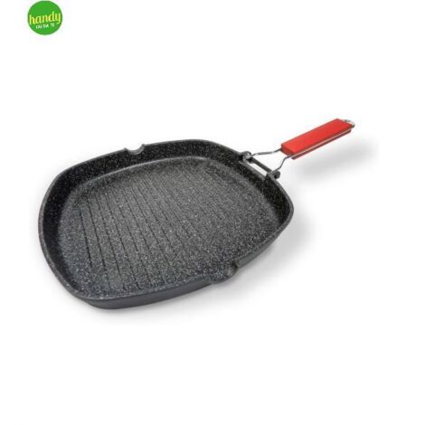 Bistecchiera Alluflon manico pieghevole 28x28 cm