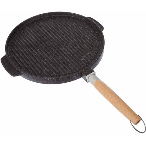 Bistecchiera doppia faccia piastra griglia per arrostire barbecue antiaderente   alluminio pressofuso nero D 32