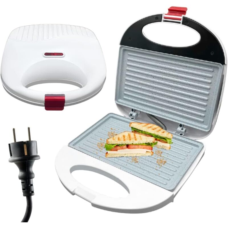 MAKA Bistecchiera Elettrica Portatile 1400W o 750w Piastre Antiaderenti 21 x 25 cm Apertura 90° Griglia per Panini, Toast, Bistecche e Verdure - 750