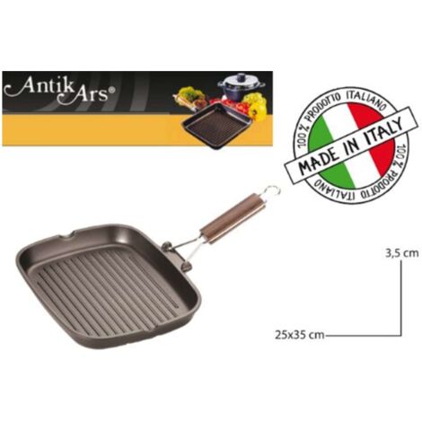 Bistecchiera Grill in Alluminio con Manico Pieghevole 25 x 35 cm Delizia