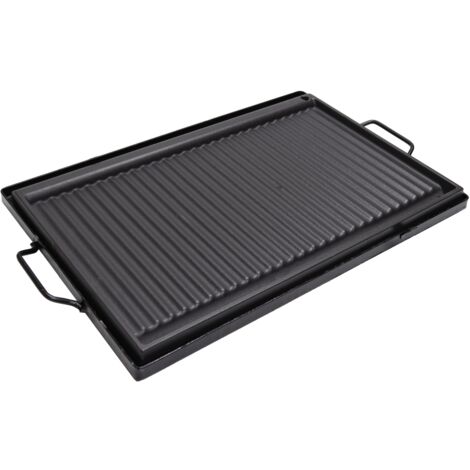 Bistecchiera in ghisa smaltata casa cucina barbecue con telaio manici 59,5x38 cm