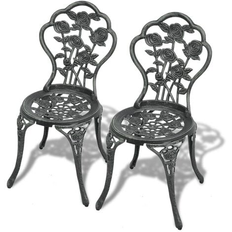 Bistro Chairs 2 pcs Cast Aluminium Green vidaXL