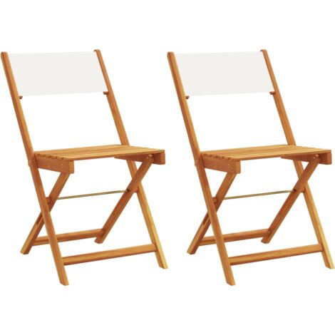 Bistro Chairs 2 pcs Cream White Solid Wood Acacia and Fabric vidaXL