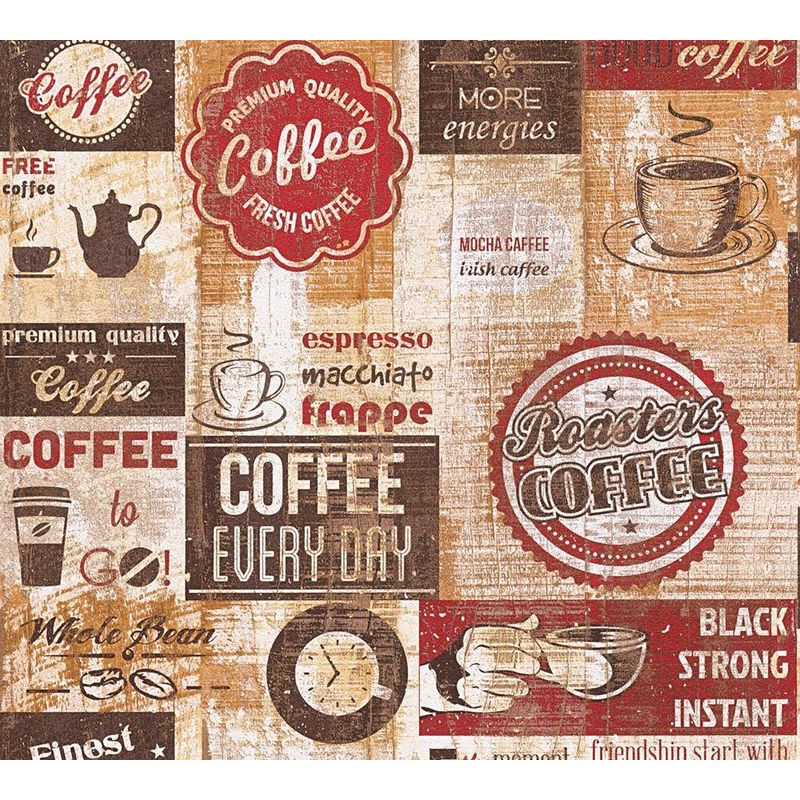 A.s.creations - Bistro Coffee Shop Diner Wallpaper Kitchen Vintage Red Brown Beige Embossed