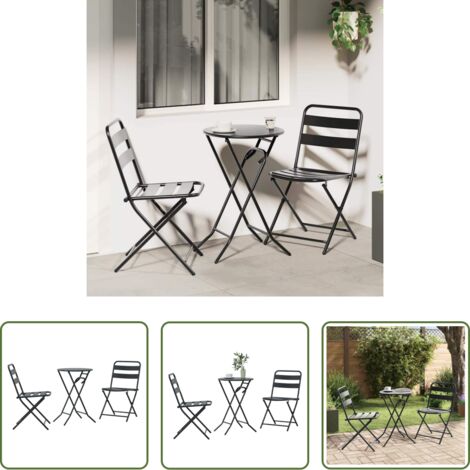 Bistro de jardín -  Juego Bistro de Jardín 3 pcs Antracita Acero