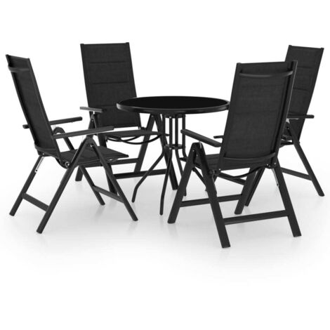 Bistro-Möbelset 5-teilig Schwarz und Anthrazit