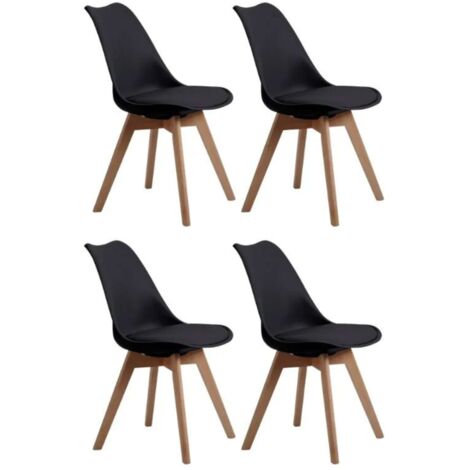 Bistro Pack 4 Sillas Comedor Negra 84x54x48 cm