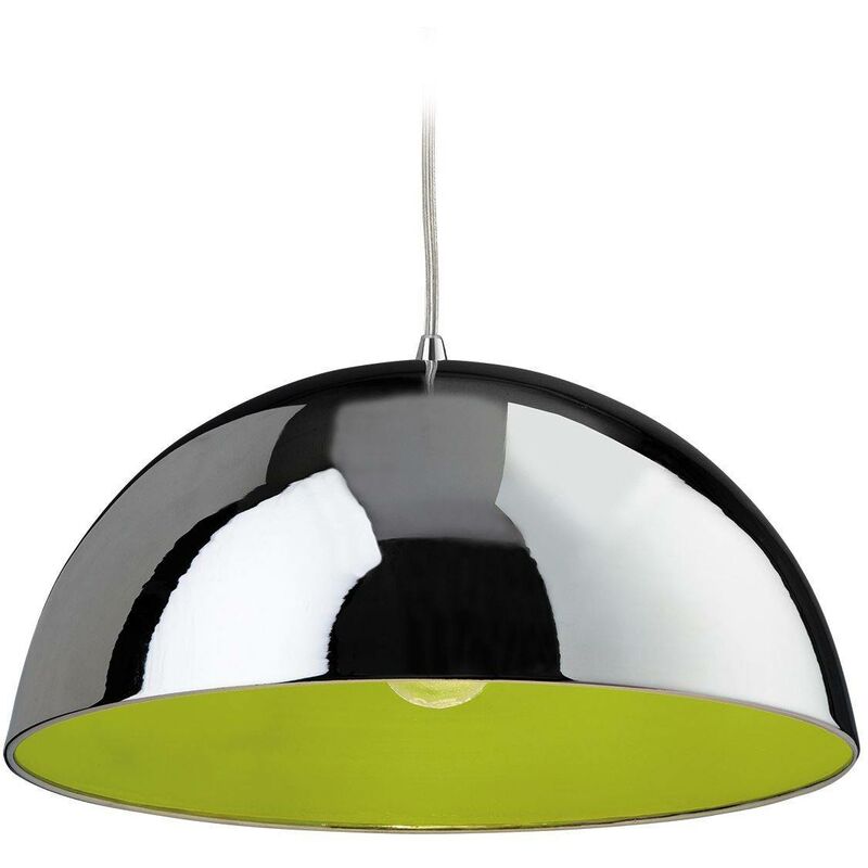 Bistro - 1 Light Dome Ceiling Pendant Chrome, Green Inside, E27 - Firstlight