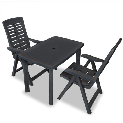 Bistro Set  Anthracite  Plastic  Medium  Foldable  Bistro Set vidaXL
