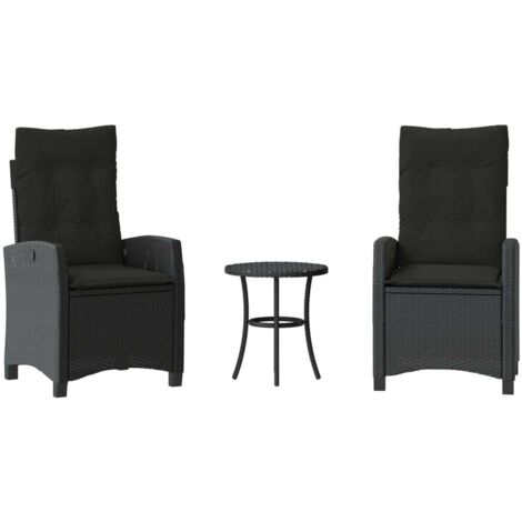 Bistro Set Black PE rattan 2-Piece Set Removable Covers vidaXL