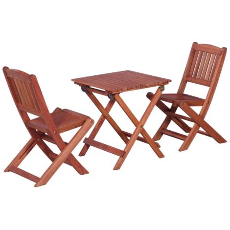 Bistro Set  Brown  Solid eucalyptus wood with an oil finish  Small vidaXL