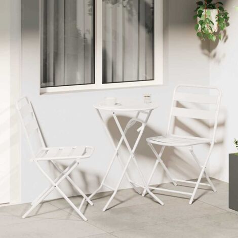 Bistro Set Folding 3 pcs White Steel vidaXL