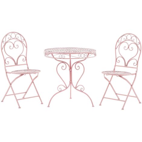 Bistro Set Folding ALBINIA Metal Pink