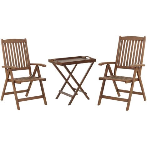Bistro Set Folding AMANTEA Acacia Wood Dark Brown