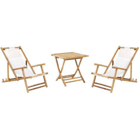 Bistro Set Folding ATRANI/MOLISE Bamboo Wood Light Brown