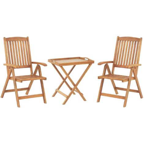 Bistro Set Folding JAVA Acacia Wood Light Brown