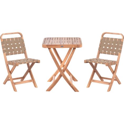 Bistro Set klappbar CALCIANO zertifiziertes Akazienholz Braun