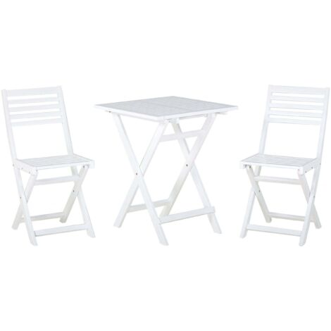 Bistro Set klappbar FIJI Akazienholz Weiß