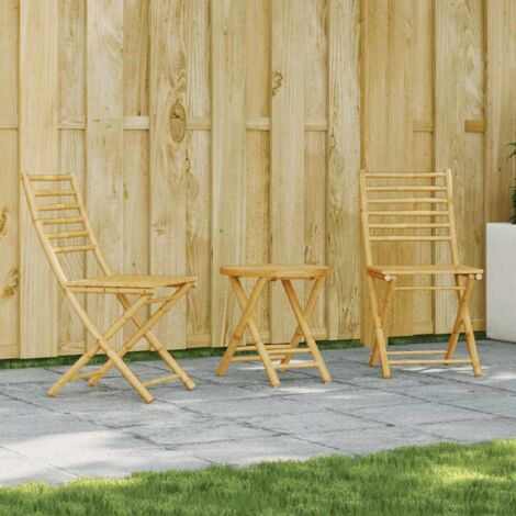 Bistro Set  Natural Bamboo  Bamboo  Compact  Foldable  Bistro Set vidaXL