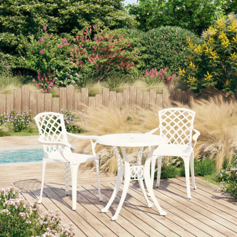 Bistro Set  White  Cast Aluminium  Medium  Tough  Bistro Set  Round vidaXL