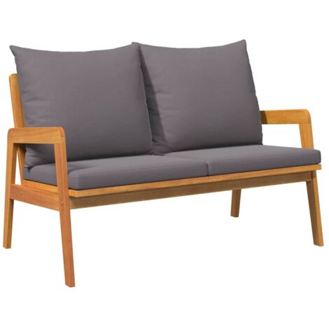 Bistro Set with Cushion 2 pcs Brown Solid Acacia wood vidaXL