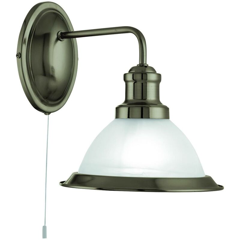 Image of Bistro - Applique a 1 luce in ottone antico con paralume in vetro acido, E27 - Searchlight