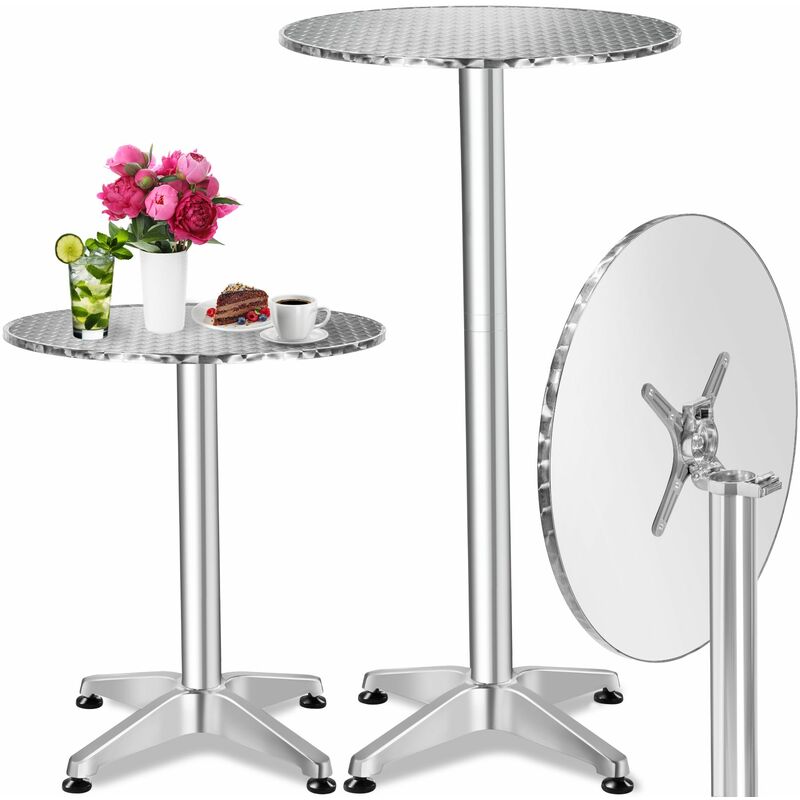 Bar table made of aluminium Ø60cm - bistro table, high table, tall table - 6.5 cm foldable - grey