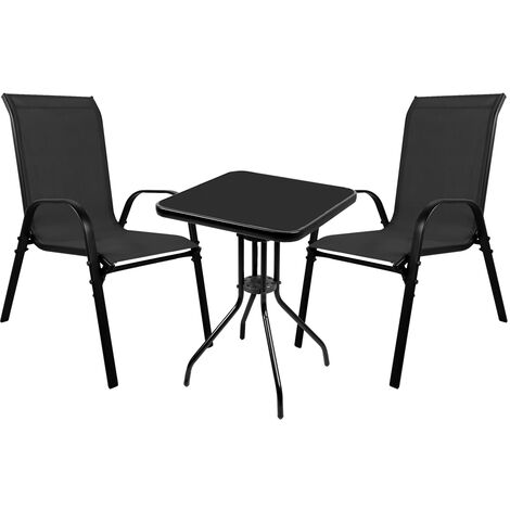 Bistrogarnitur 3-teilig mit Stapelstühlen Schwarz-MMC33081BB+2xMMC330887