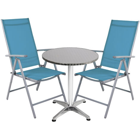 Bistrogarnitur 3-teilig Silber/Petrol-M950249+2xMMC5000P