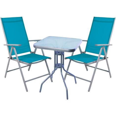 Bistrogarnitur 3-teilig Silber/Petrol-MMC33081+2xMMC5000P