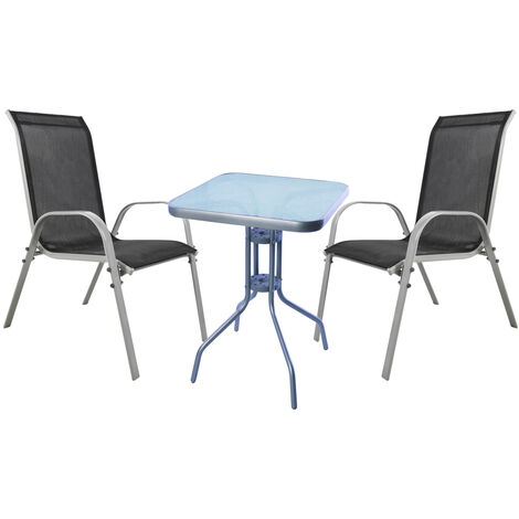Bistrogarnitur 3-teilig Silbergrau/Schwarz-MMC33081+2xMMC330886-Silber
