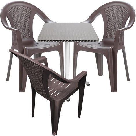 Bistrogarnitur 4-teilig Aluminium / Kunststoff Mokka-M537504+3xMISC128MA