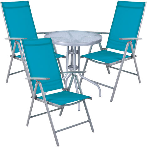 Bistrogarnitur 4-teilig Silber/Petrol-MMC330850+3xMMC5000P