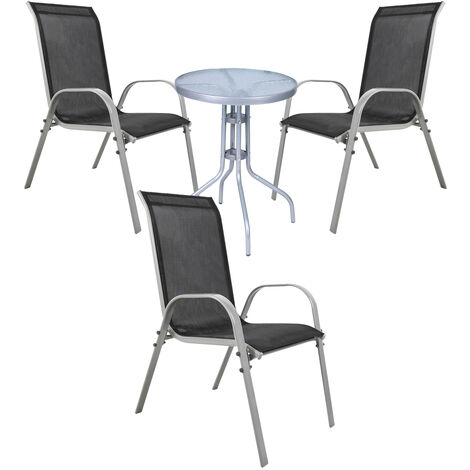 Bistrogarnitur 4-teilig Silbergrau/Schwarz-MMC330850+3xMMC330886-Silber