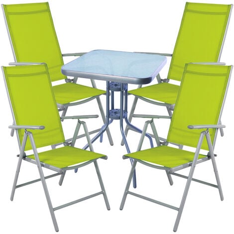 MOJAWO Bistrogarnitur 5-teilig 60x60cm Silbergrau/Lime-MMC33081+4xMMC5000GG